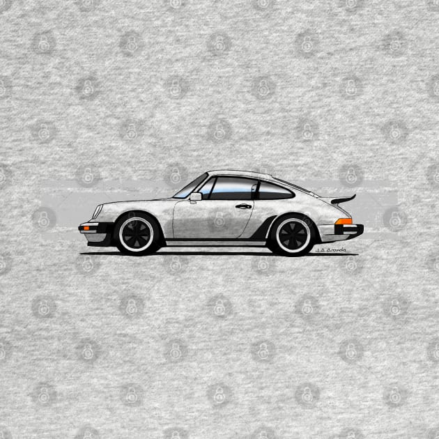 My drawing of the iconic German Turbo sports car with stripes background by jaagdesign